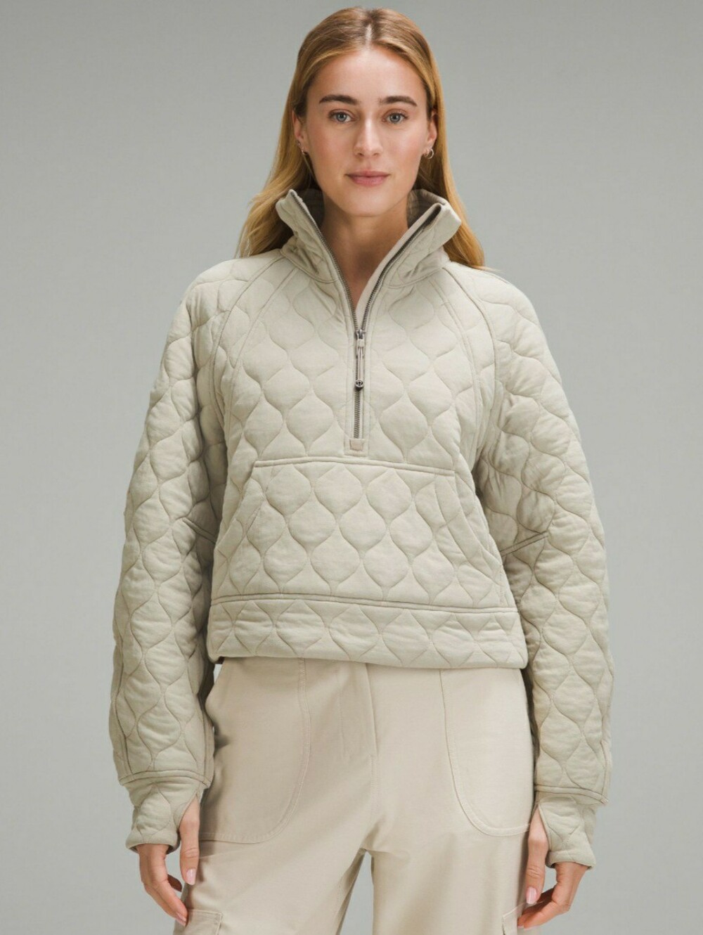 Lululemon Scuba Oversized Quilted Half-Zip In Riverstone Size M/L